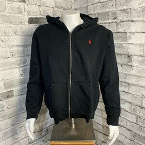 Polo Ralph Lauren Hoodie Mens XL Black Full Zip Red Pony Sweatshirt Jacket